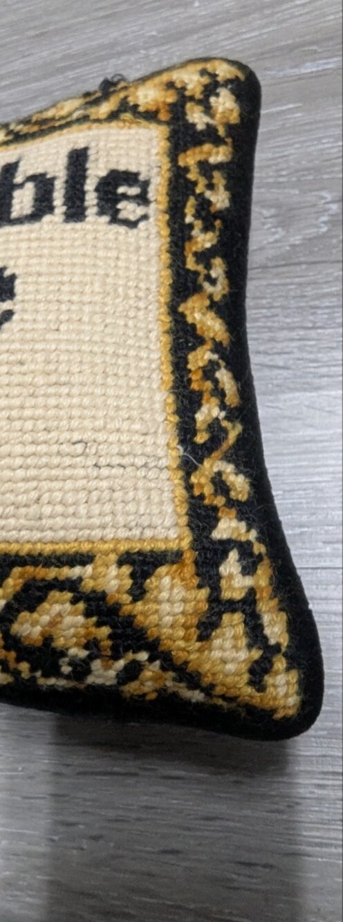 Needlepoint Pillow Black Velvet Backing FRIENDSHIP - Picture 4 of 7